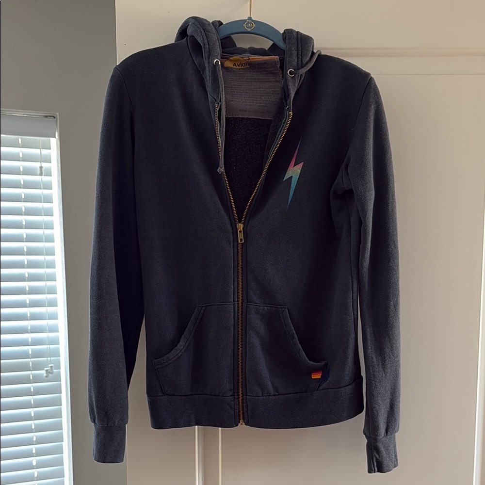 Aviator Nation Navy Hoodie with Colorful Lightning Bolt